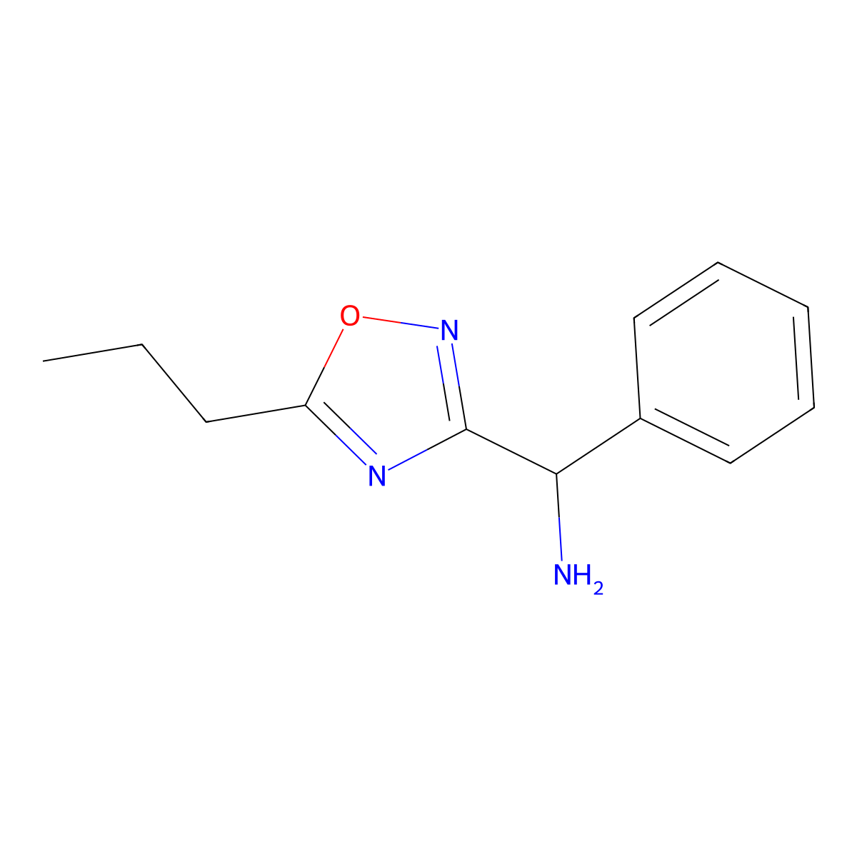Phenyl(5-propyl-1,2,4-oxadiazol-3-yl)methanamine molecular structure, CAS 1155533-18-8