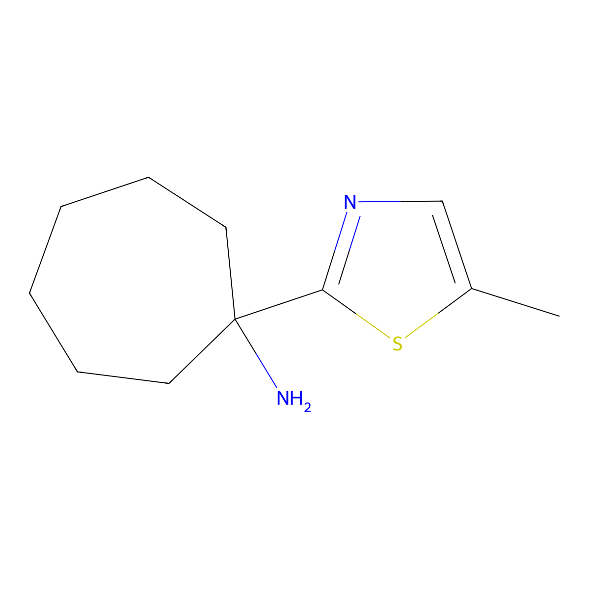 1-(5-Methyl-1,3-thiazol-2-yl)cycloheptan-1-amine molecular structure, CAS 1155537-08-8
