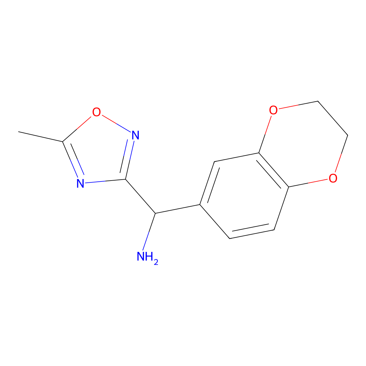 (2,3-Dihydro-1,4-benzodioxin-6-yl)(5-methyl-1,2,4-oxadiazol-3-yl)methanamine molecular structure, CAS 1155537-81-7