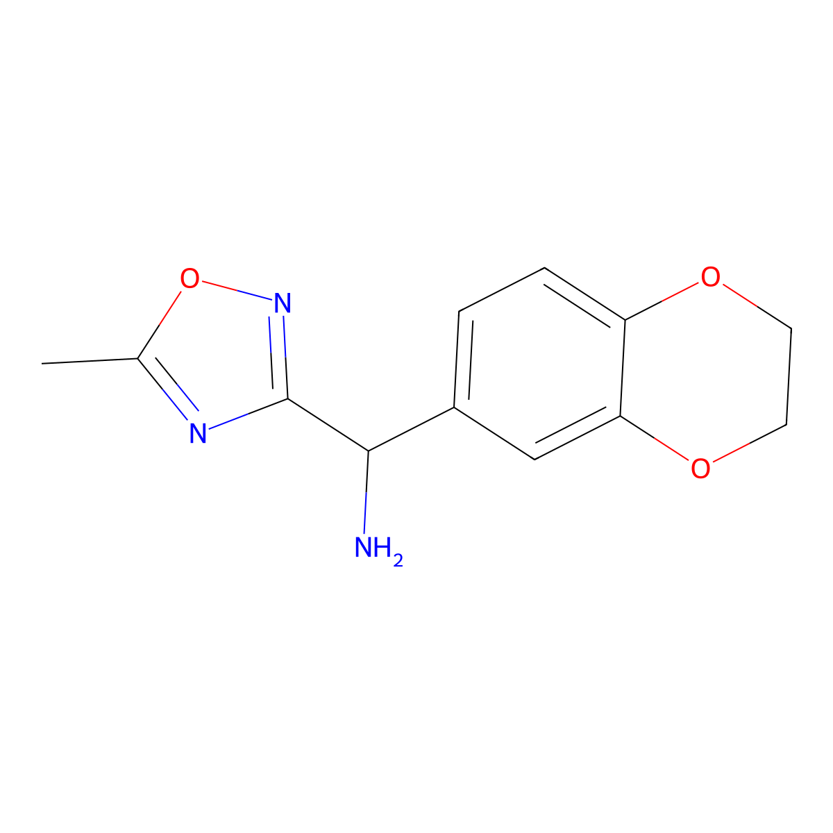 (2,3-Dihydro-1,4-benzodioxin-6-yl)(5-methyl-1,2,4-oxadiazol-3-yl)methanamine molecular structure, CAS 1155537-81-7