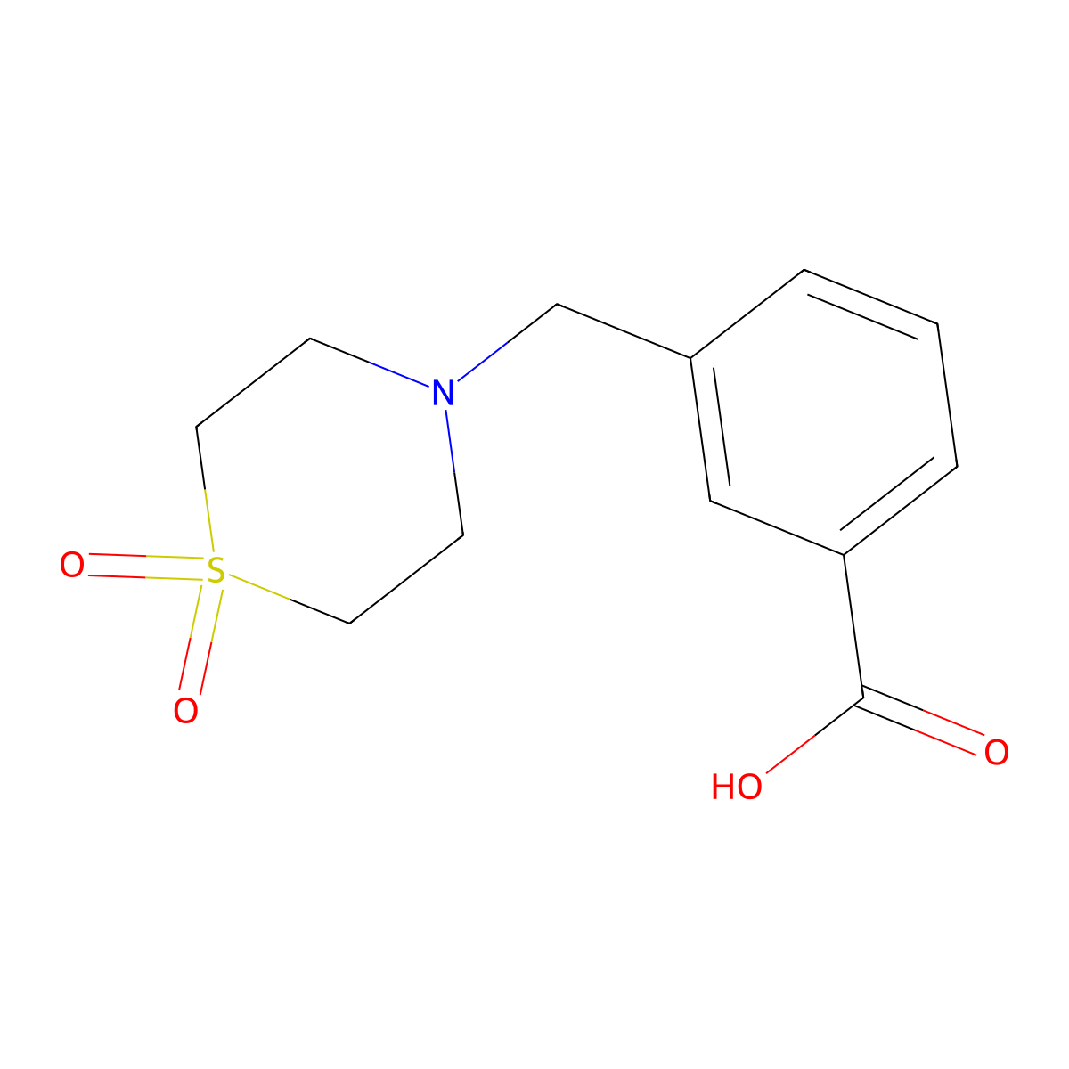 3-[(1,1-Dioxo-1lambda6-thiomorpholin-4-yl)methyl]benzoic acid molecular structure, CAS 1155538-86-5