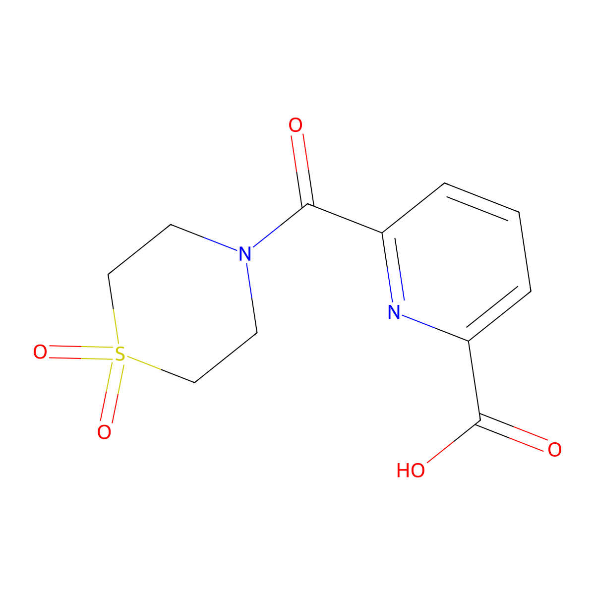 6-(1,1-Dioxo-1lambda6-thiomorpholine-4-carbonyl)pyridine-2-carboxylic acid molecular structure, CAS 1155538-89-8