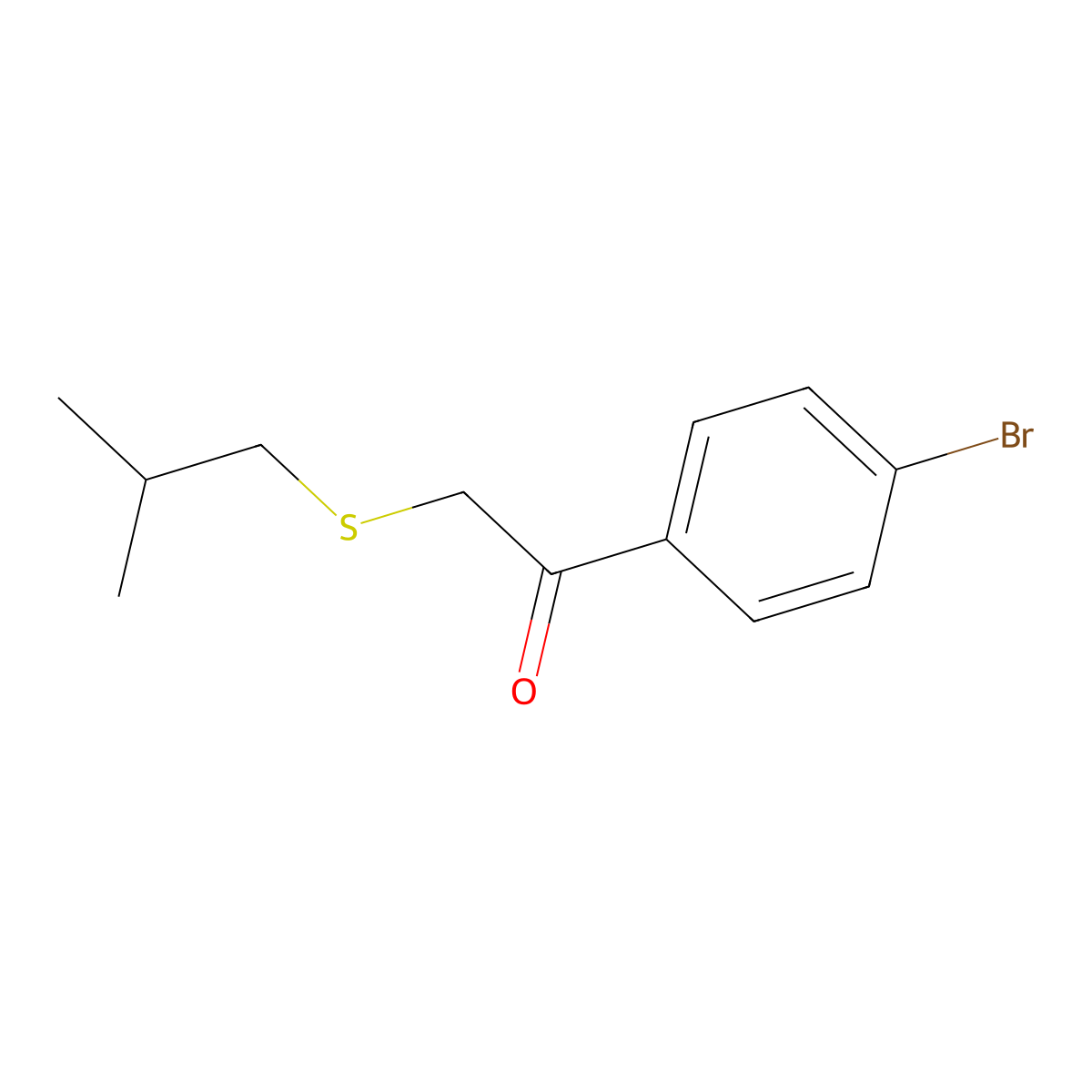1-(4-Bromophenyl)-2-[(2-methylpropyl)sulfanyl]ethan-1-one molecular structure, CAS 1155554-97-4