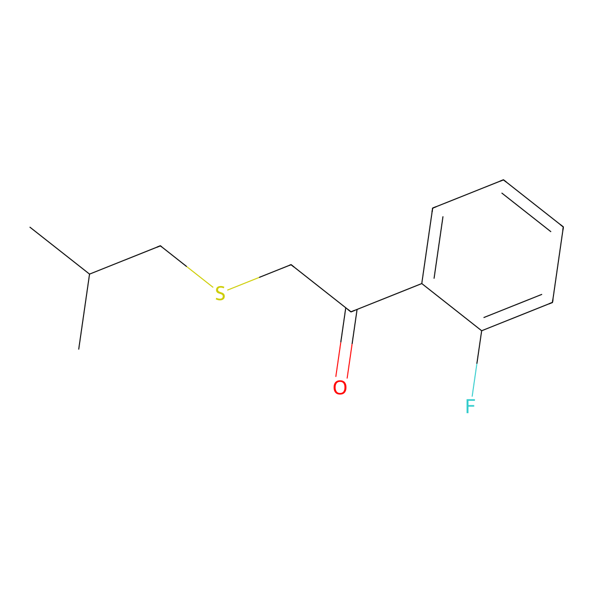 1-(2-Fluorophenyl)-2-(isobutylthio)ethan-1-one molecular structure, CAS 1155555-50-2