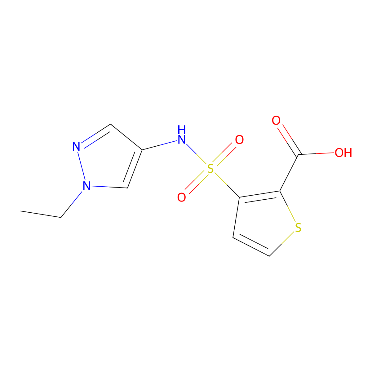 3-[(1-ethyl-1H-pyrazol-4-yl)sulfamoyl]thiophene-2-carboxylicacid molecular structure, CAS 1155560-09-0