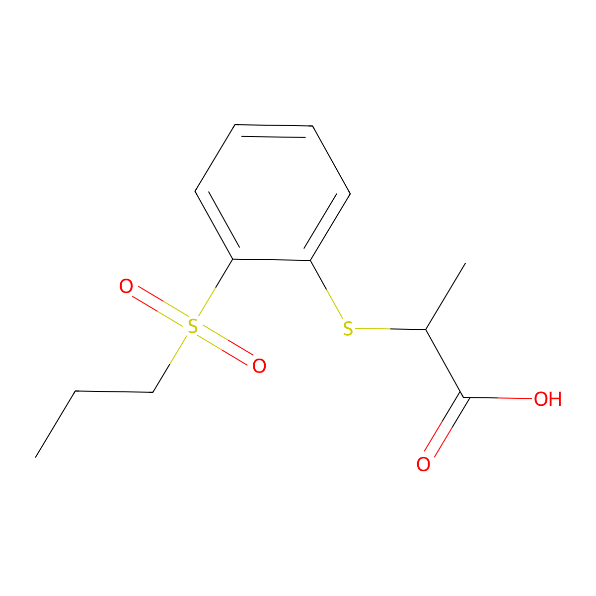 2-{[2-(Propane-1-sulfonyl)phenyl]sulfanyl}propanoic acid molecular structure, CAS 1155563-59-9
