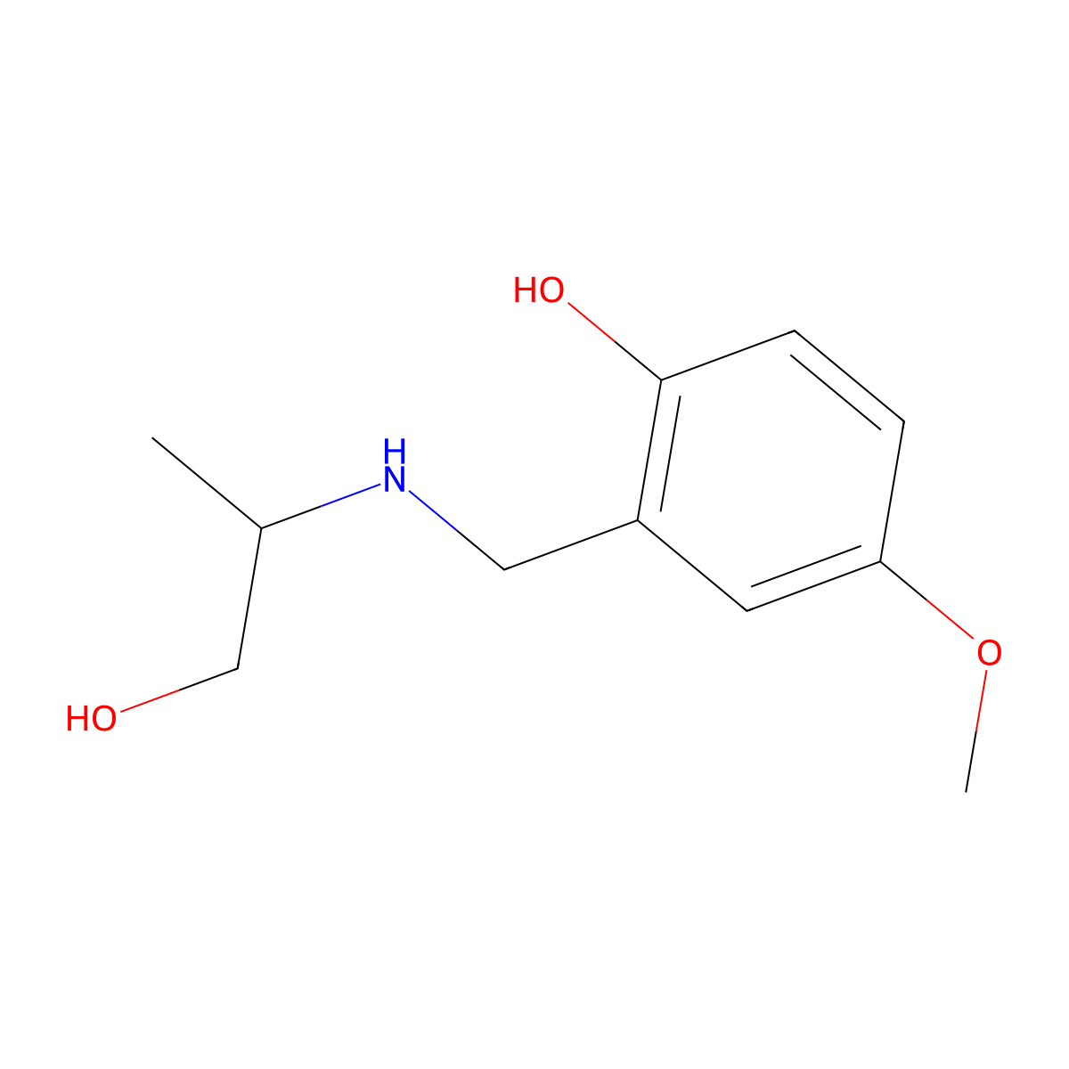 2-{[(1-Hydroxypropan-2-yl)amino]methyl}-4-methoxyphenol molecular structure, CAS 1155568-34-5