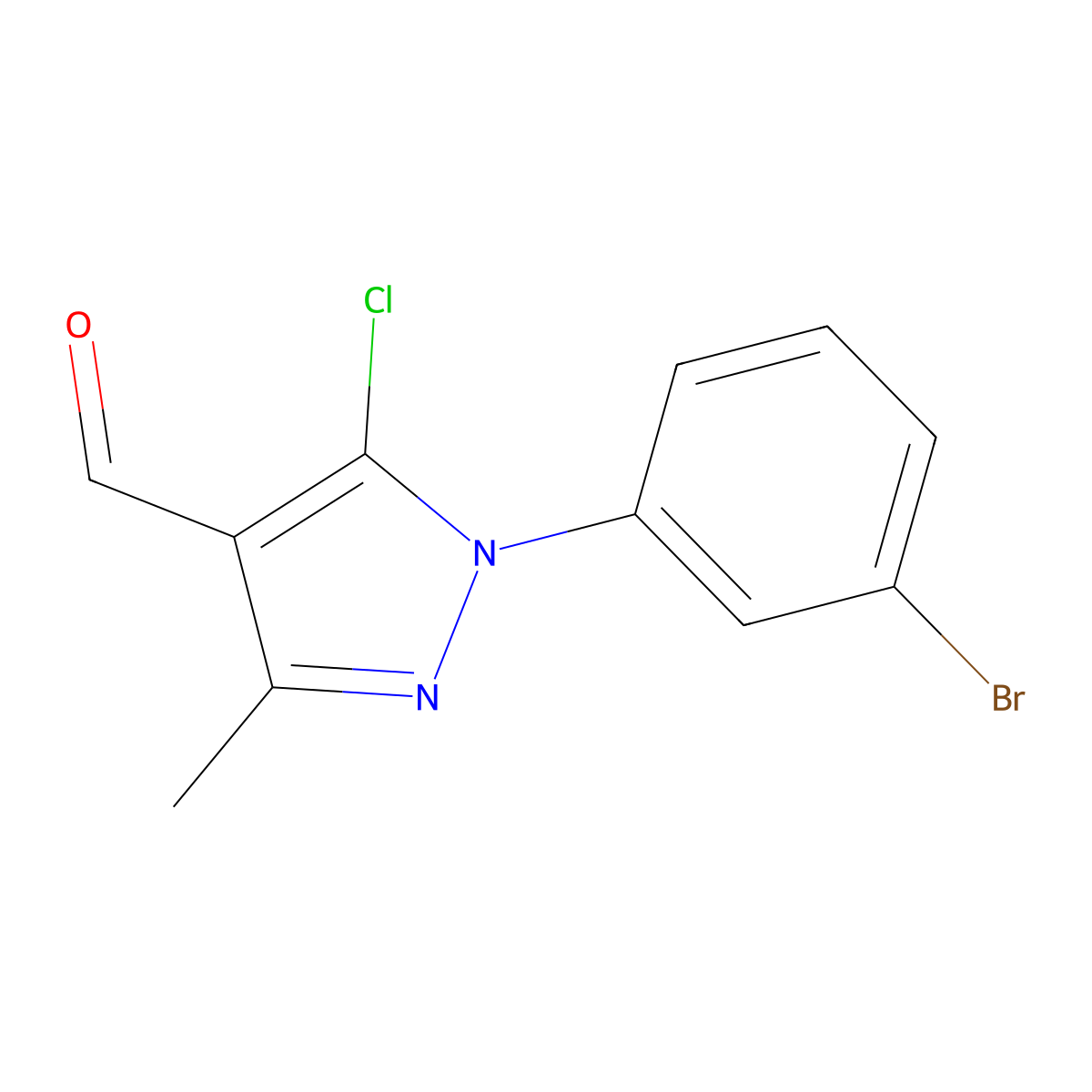 1-(3-bromophenyl)-5-chloro-3-methyl-1H-pyrazole-4-carbaldehyde molecular structure, CAS 1155571-54-2