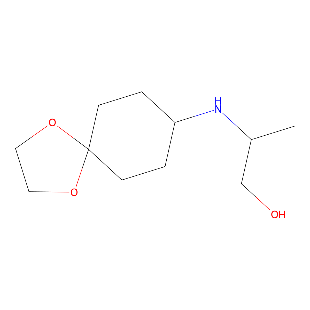 2-({1,4-Dioxaspiro[4.5]decan-8-yl}amino)propan-1-ol molecular structure, CAS 1155571-72-4