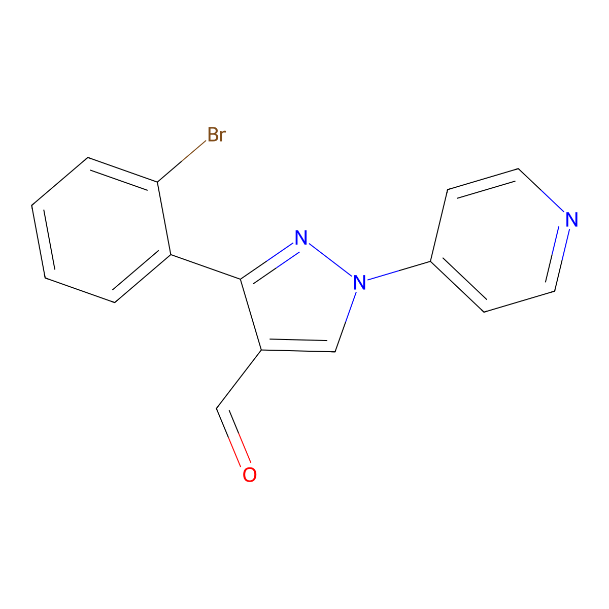 3-(2-bromophenyl)-1-(pyridin-4-yl)-1H-pyrazole-4-carbaldehyde molecular structure, CAS 1155571-91-7