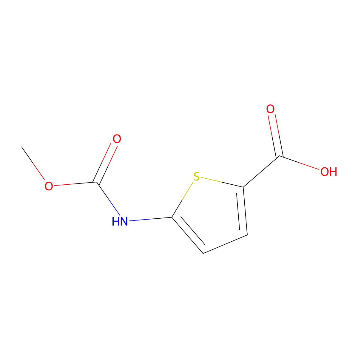 5-[(Methoxycarbonyl)amino]thiophene-2-carboxylic acid molecular structure, CAS 1155571-96-2