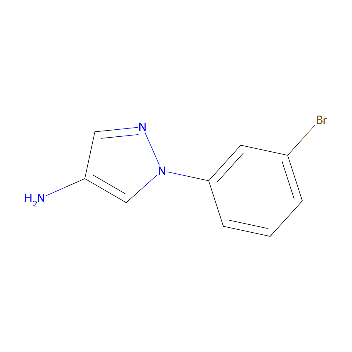 1-(3-Bromophenyl)-1H-pyrazol-4-amine molecular structure, CAS 1155573-22-0