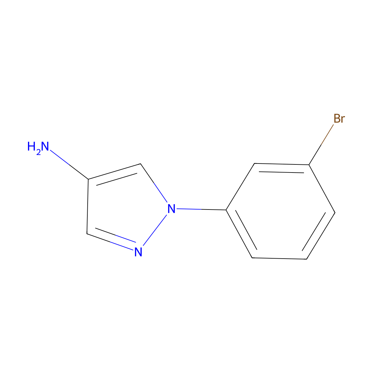 1-(3-Bromophenyl)-1H-pyrazol-4-amine molecular structure, CAS 1155573-22-0