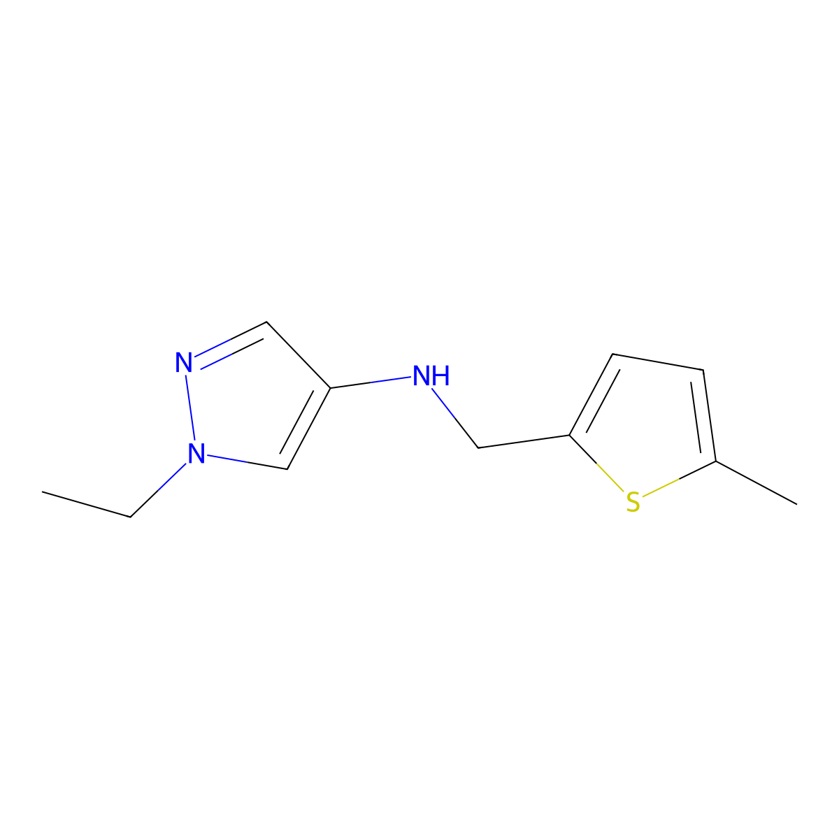 1-Ethyl-N-[(5-methylthiophen-2-yl)methyl]-1H-pyrazol-4-amine molecular structure, CAS 1155574-85-8