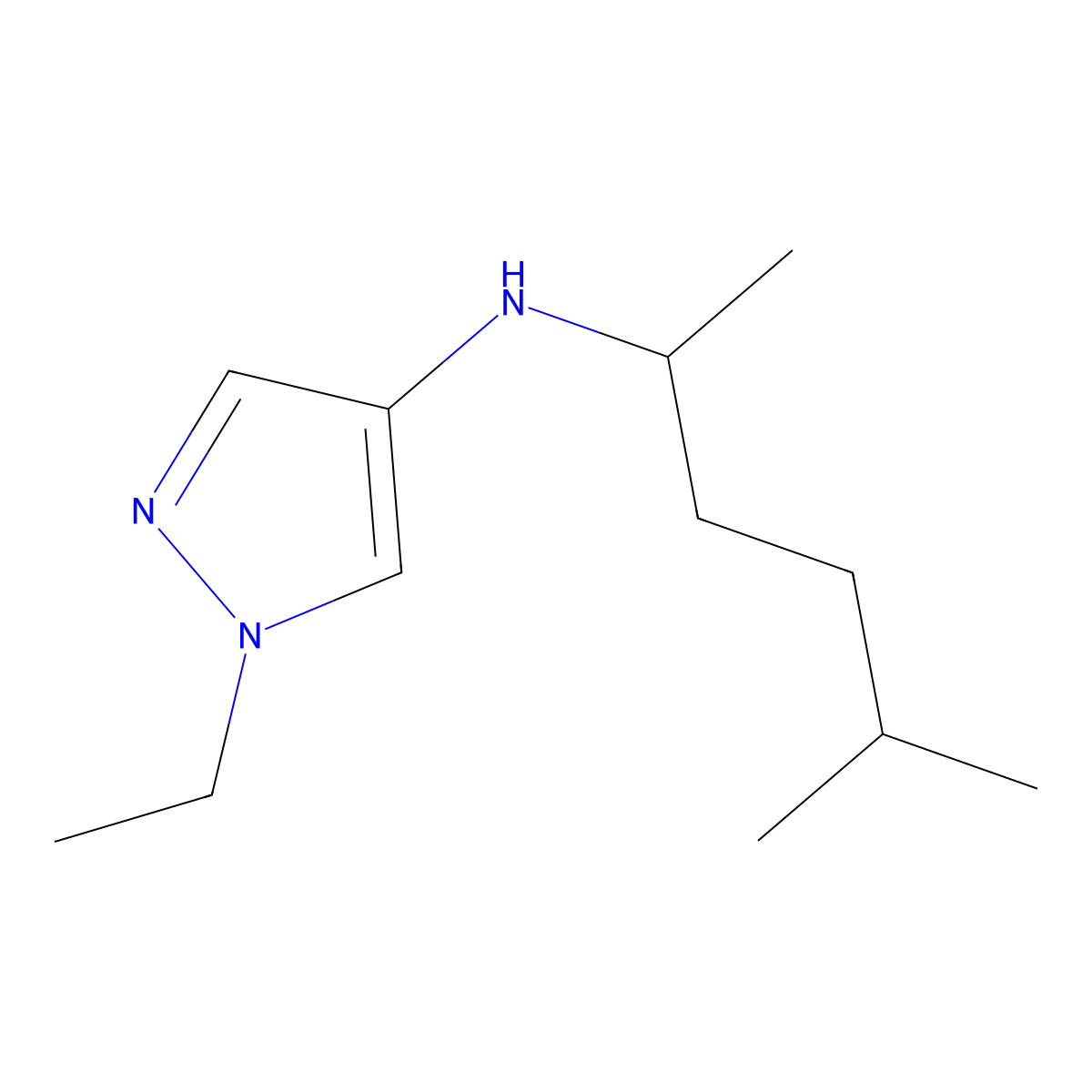 1-Ethyl-N-(5-methylhexan-2-yl)-1H-pyrazol-4-amine molecular structure, CAS 1155575-53-3