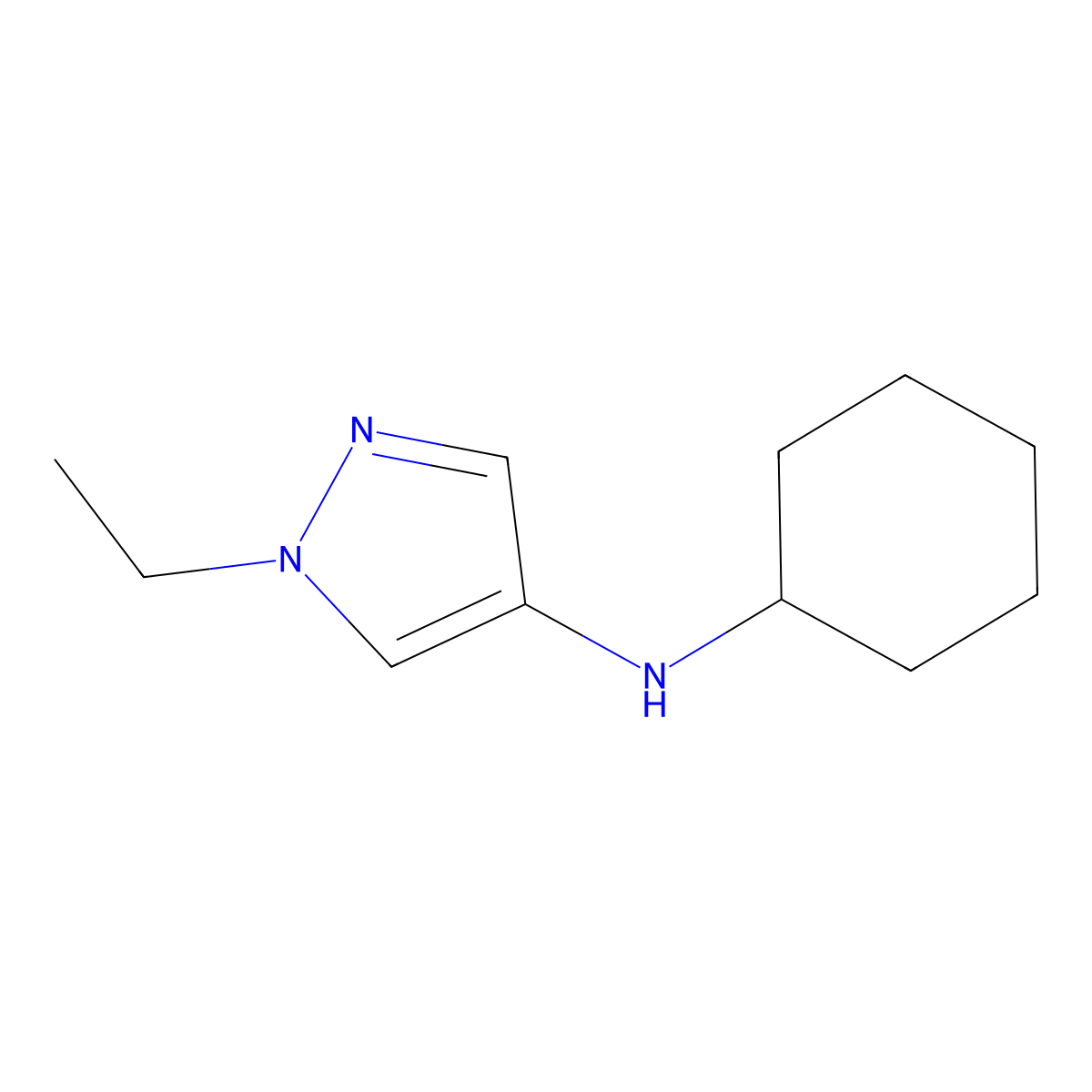 N-cyclohexyl-1-ethyl-1H-pyrazol-4-amine molecular structure, CAS 1155575-79-3