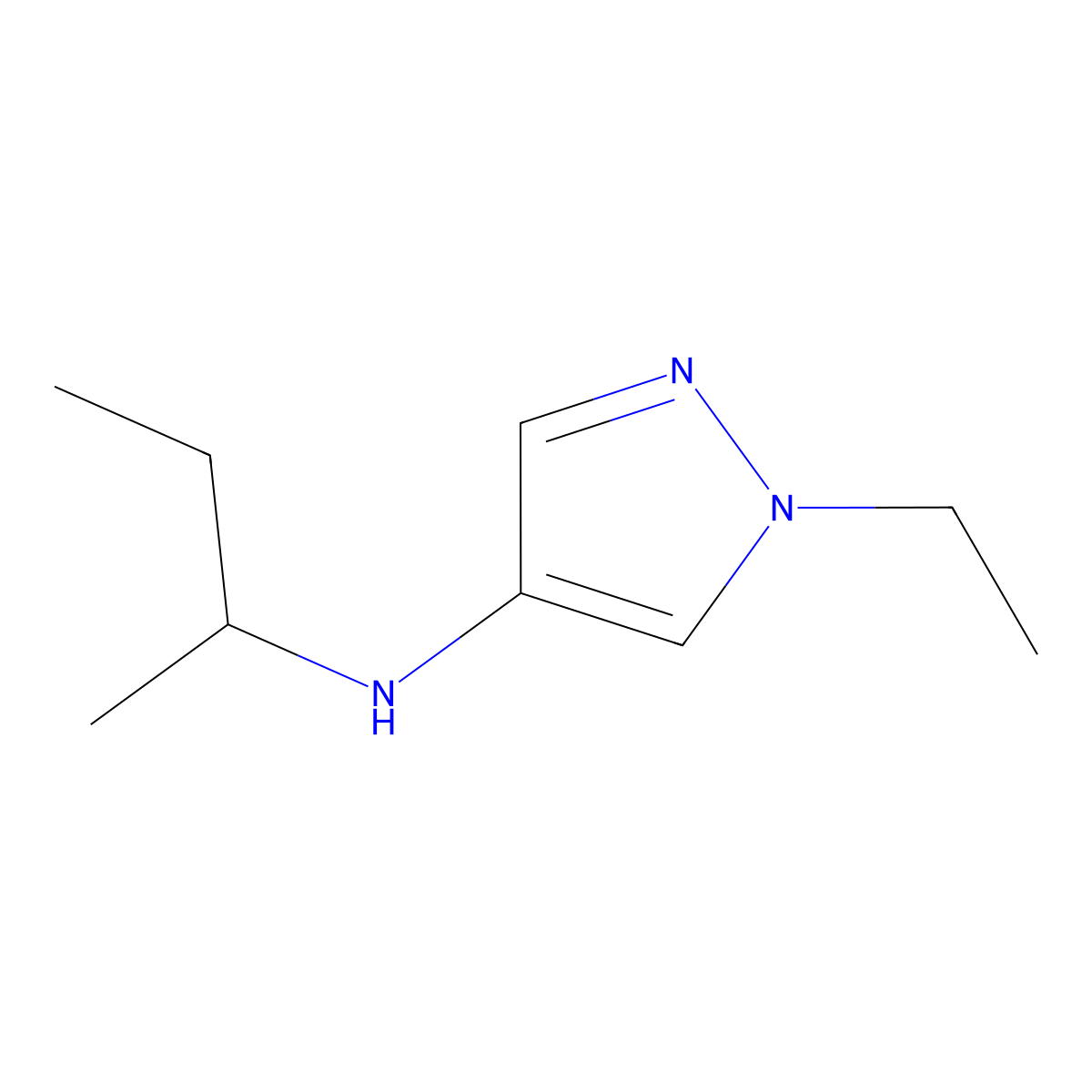 N-(butan-2-yl)-1-ethyl-1H-pyrazol-4-amine molecular structure, CAS 1155575-85-1