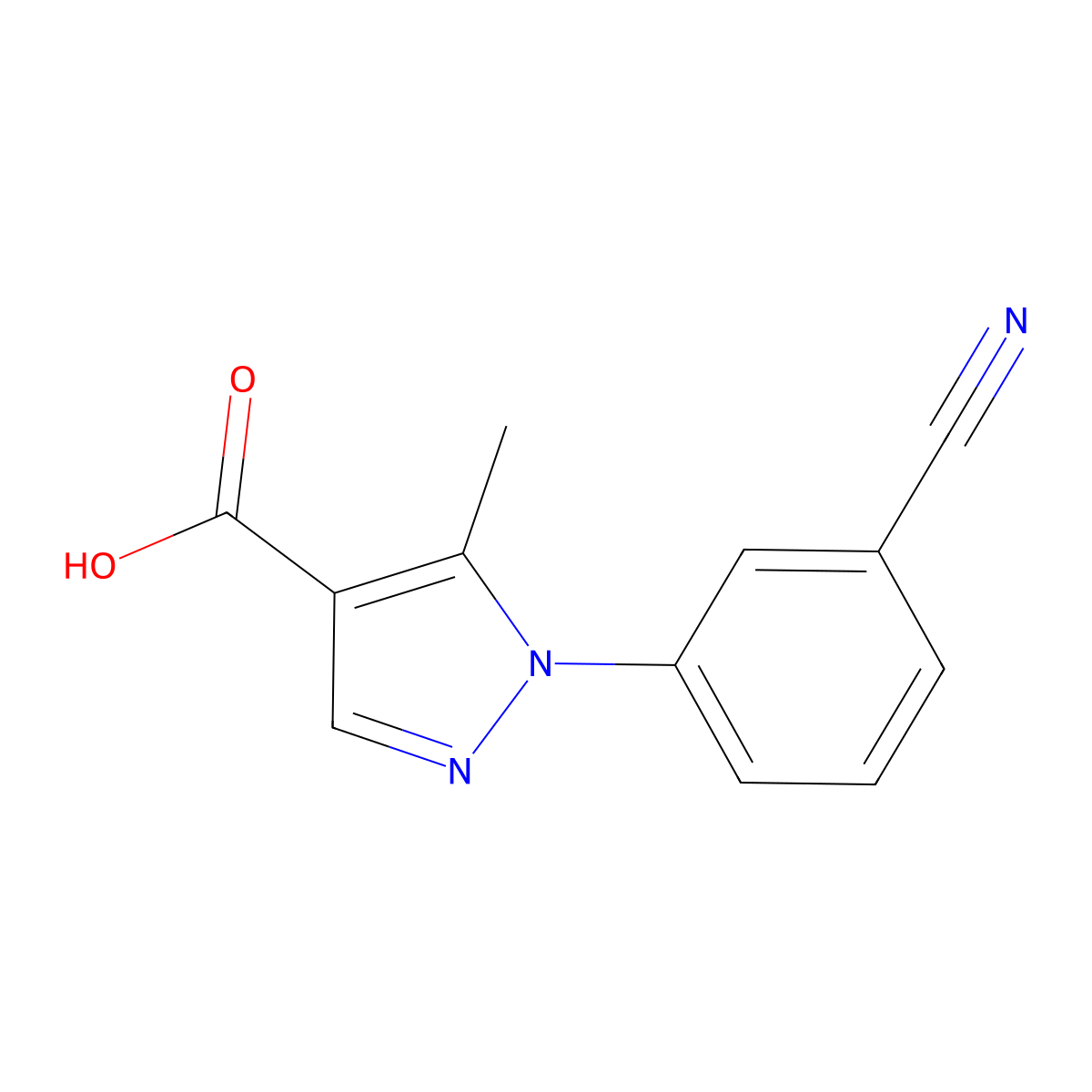 1-(3-Cyanophenyl)-5-methyl-1H-pyrazole-4-carboxylic acid molecular structure, CAS 1155575-89-5