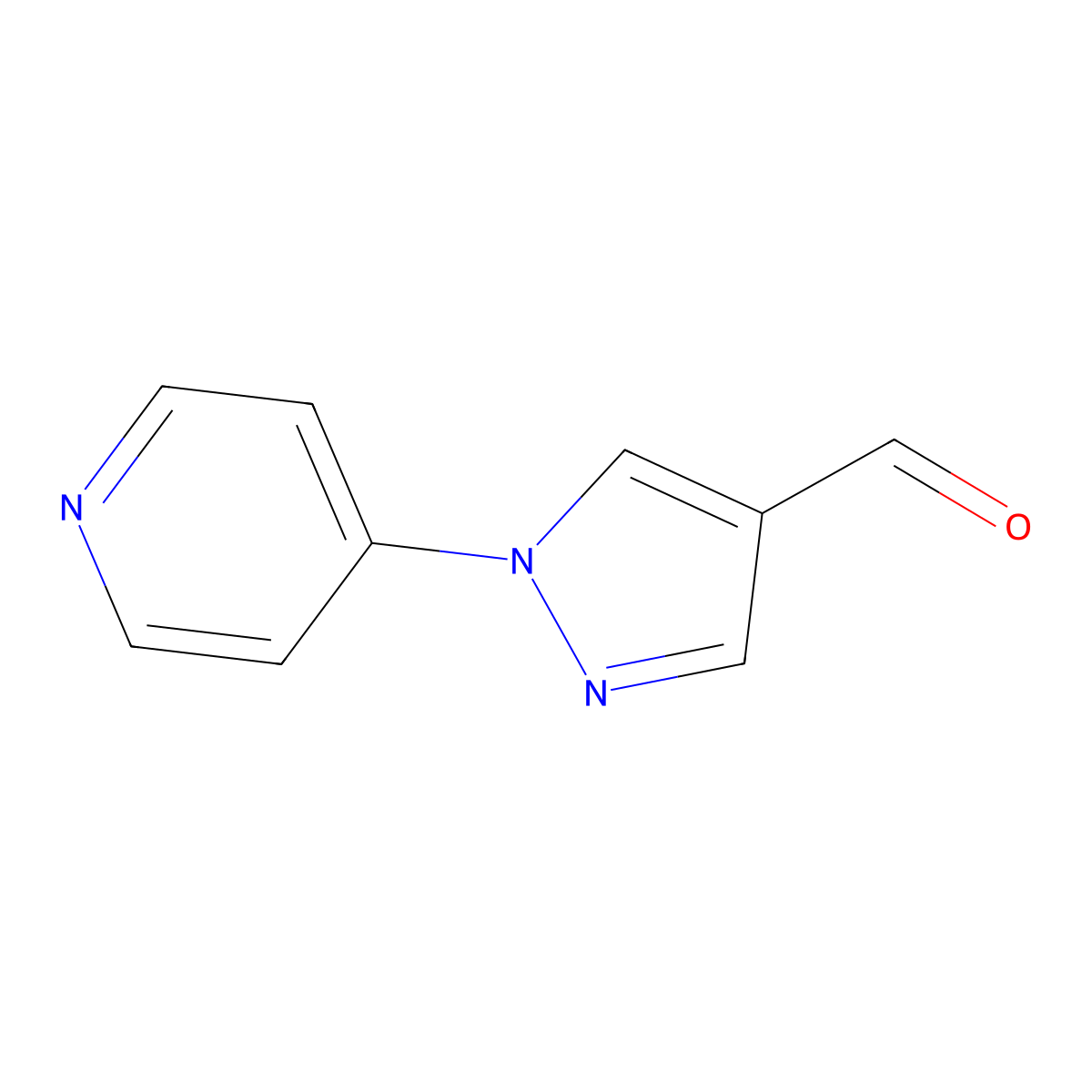 1-(pyridin-4-yl)-1H-pyrazole-4-carbaldehyde molecular structure, CAS 1155577-06-2