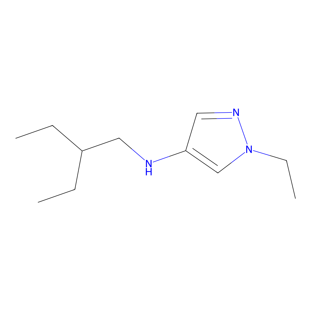 1-Ethyl-N-(2-ethylbutyl)-1H-pyrazol-4-amine molecular structure, CAS 1155577-77-7