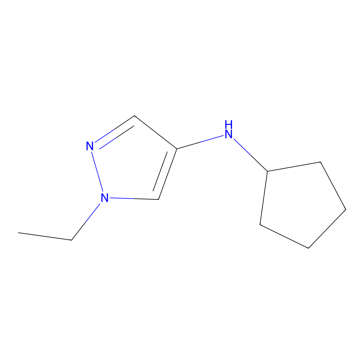 N-cyclopentyl-1-ethyl-1H-pyrazol-4-amine molecular structure, CAS 1155578-01-0