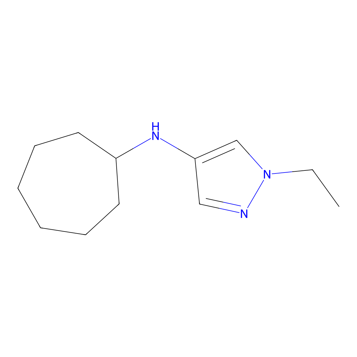 N-Cycloheptyl-1-ethyl-1H-pyrazol-4-amine molecular structure, CAS 1155578-08-7