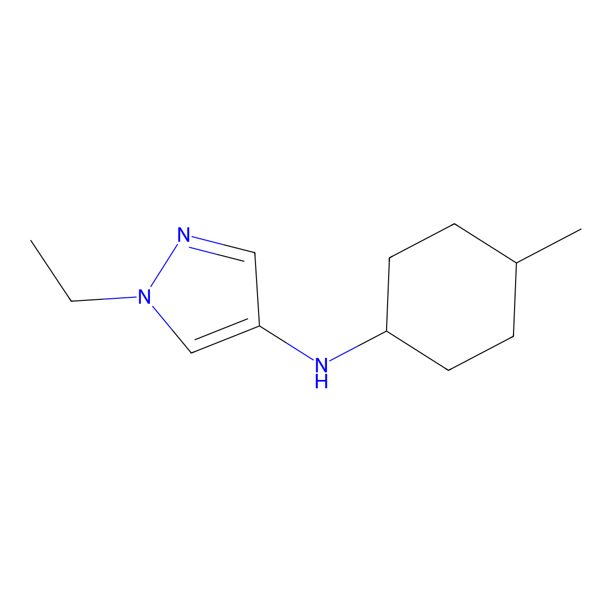 1-Ethyl-N-(4-methylcyclohexyl)-1H-pyrazol-4-amine molecular structure, CAS 1155578-14-5