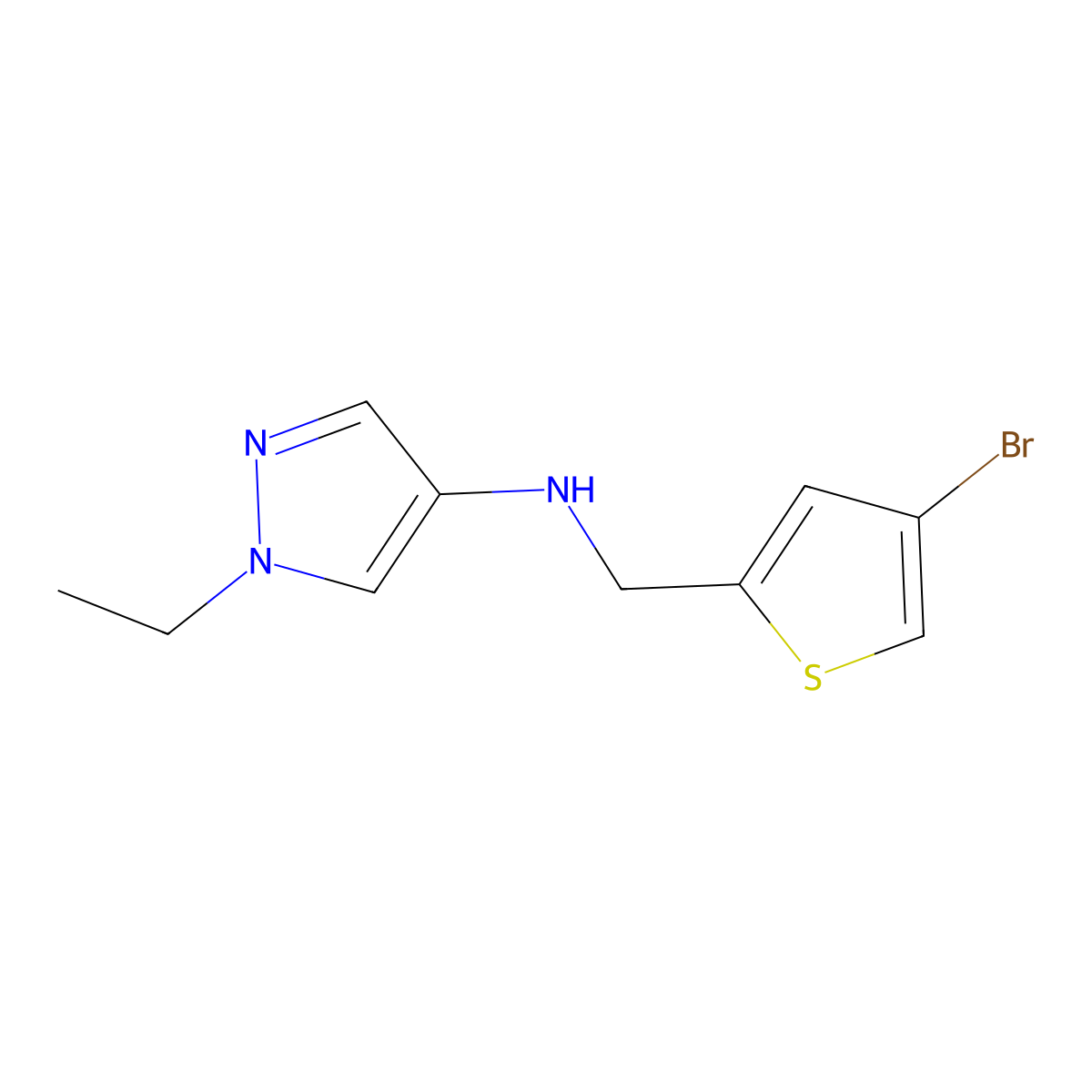 N-[(4-Bromothiophen-2-yl)methyl]-1-ethyl-1H-pyrazol-4-amine molecular structure, CAS 1155578-59-8