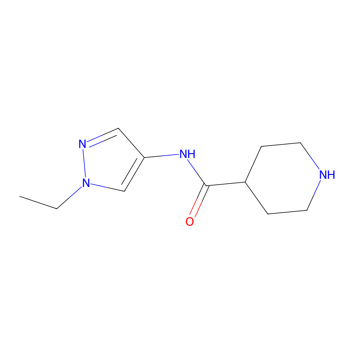 N-(1-ethyl-1H-pyrazol-4-yl)piperidine-4-carboxamide molecular structure, CAS 1155579-48-8