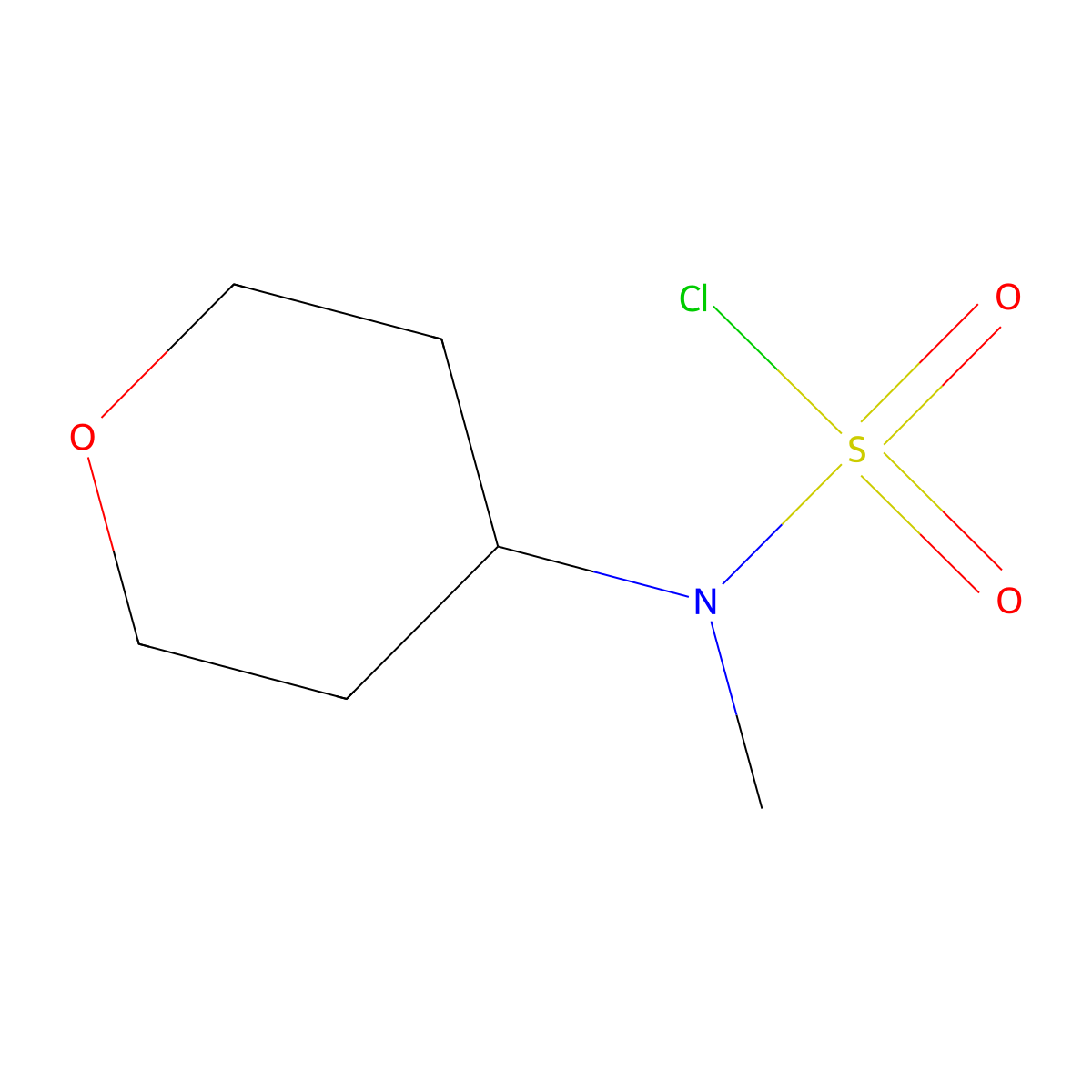 N-methyl-N-(oxan-4-yl)sulfamoyl chloride molecular structure, CAS 1155583-96-2