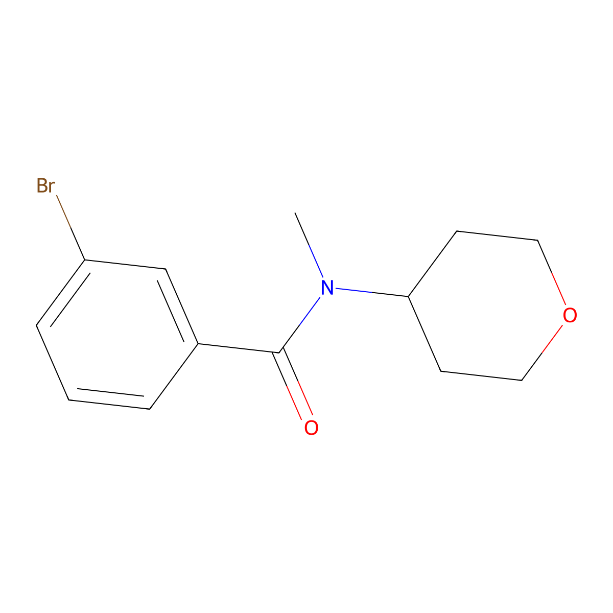 3-Bromo-N-methyl-N-(tetrahydro-2H-pyran-4-yl)benzamide molecular structure, CAS 1155587-81-7