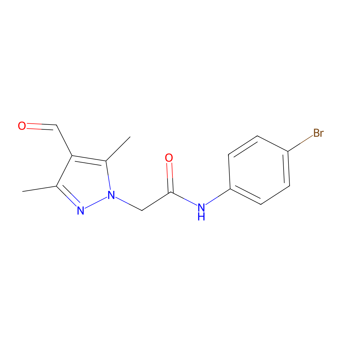 N-(4-bromophenyl)-2-(4-formyl-3,5-dimethyl-1H-pyrazol-1-yl)acetamide molecular structure, CAS 1155590-17-2
