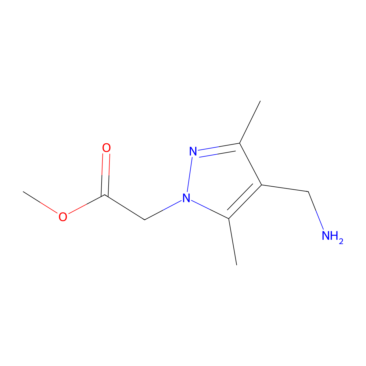 Methyl 2-[4-(aminomethyl)-3,5-dimethyl-1H-pyrazol-1-yl]acetate molecular structure, CAS 1155592-08-7