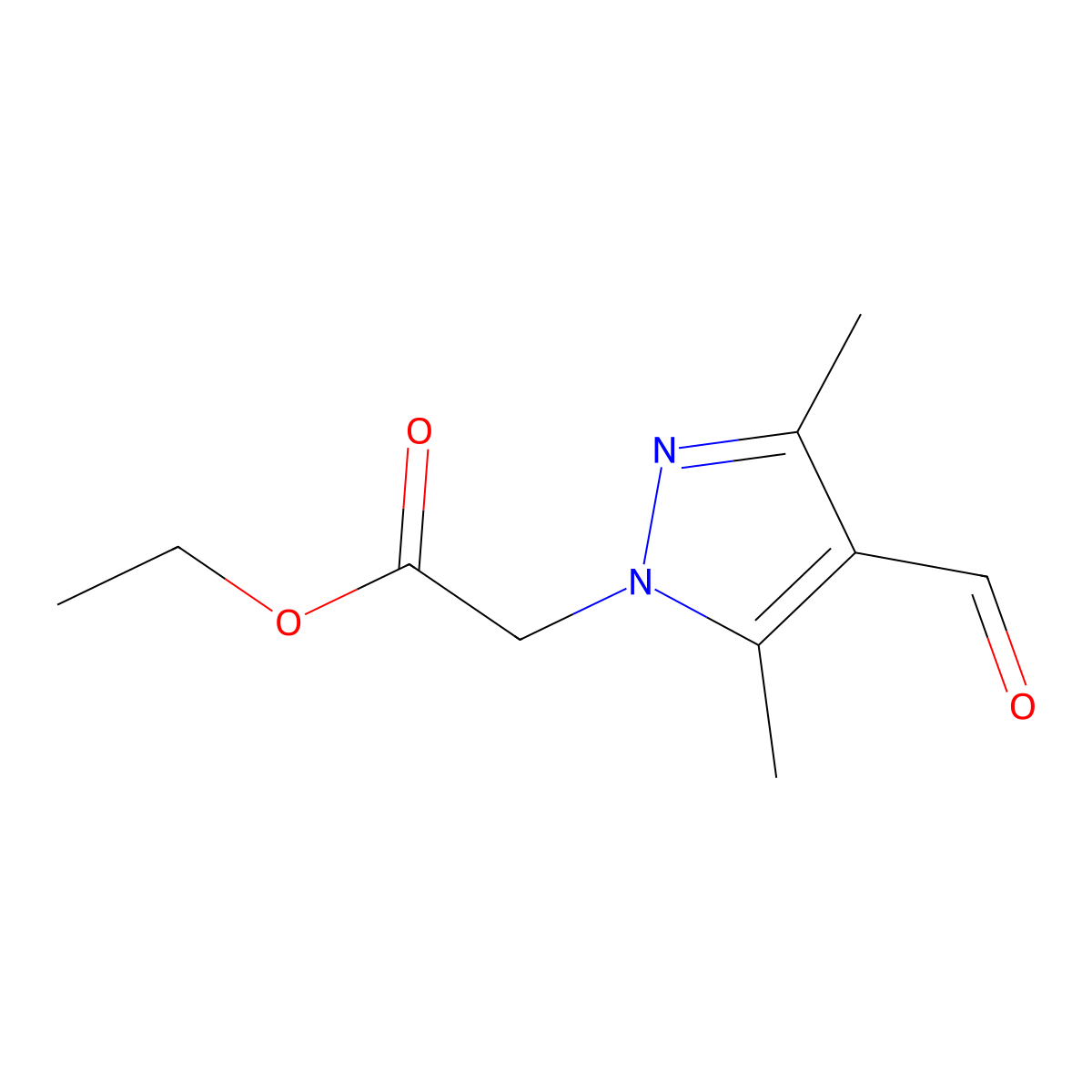 ethyl 2-(4-formyl-3,5-dimethyl-1H-pyrazol-1-yl)acetate molecular structure, CAS 1155592-25-8