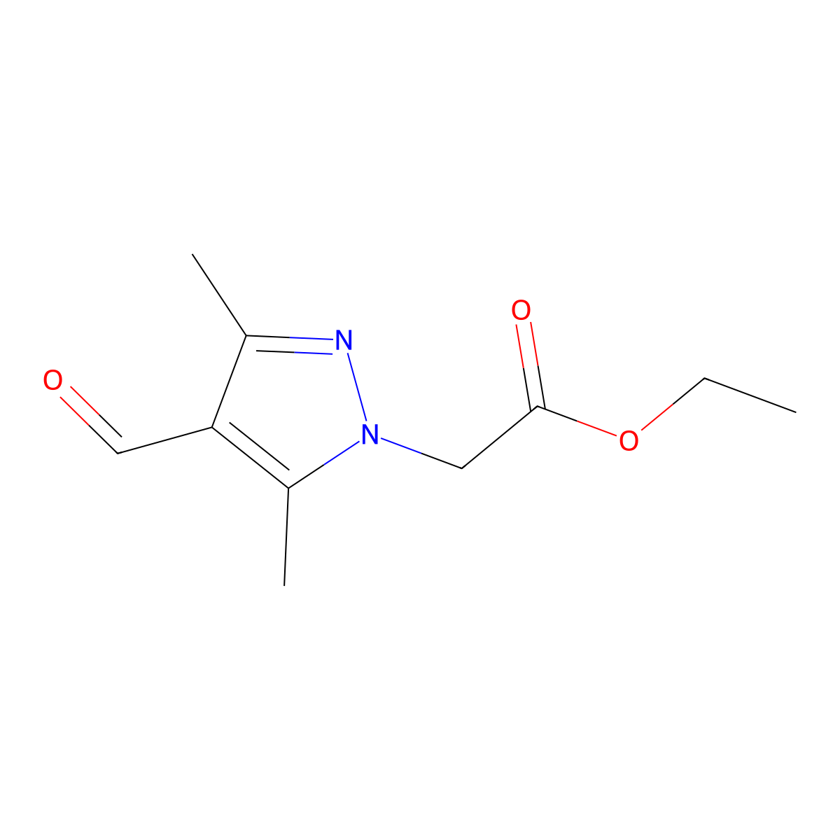 ethyl 2-(4-formyl-3,5-dimethyl-1H-pyrazol-1-yl)acetate molecular structure, CAS 1155592-25-8