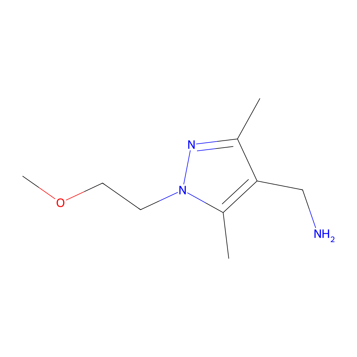 [1-(2-methoxyethyl)-3,5-dimethyl-1H-pyrazol-4-yl]methanamine molecular structure, CAS 1155595-80-4