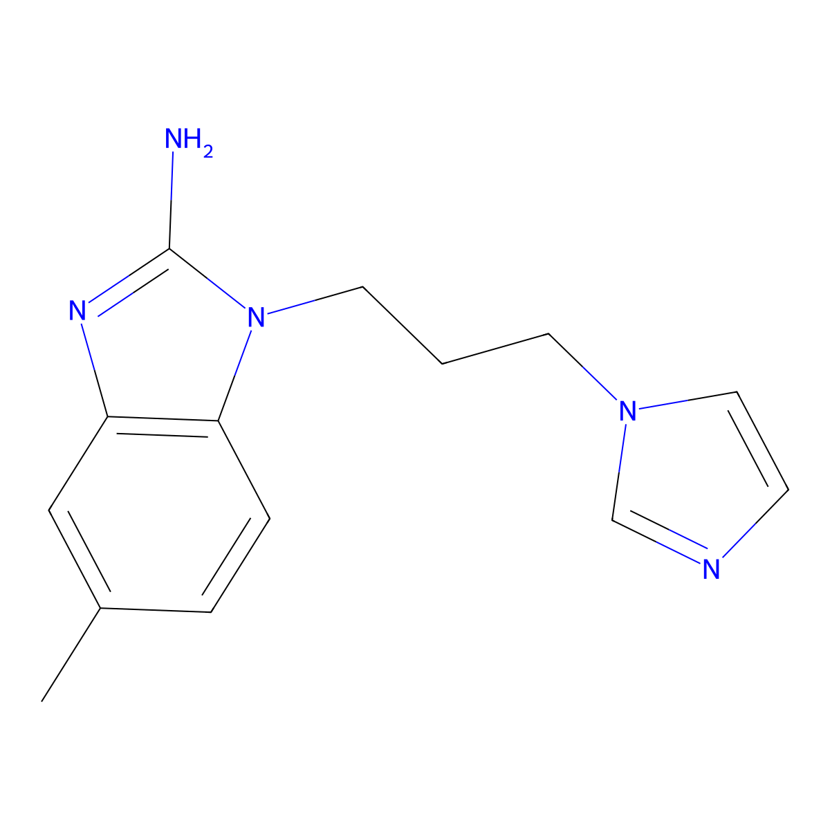 1-[3-(1H-imidazol-1-yl)propyl]-5-methyl-1H-1,3-benzodiazol-2-amine molecular structure, CAS 1155597-09-3