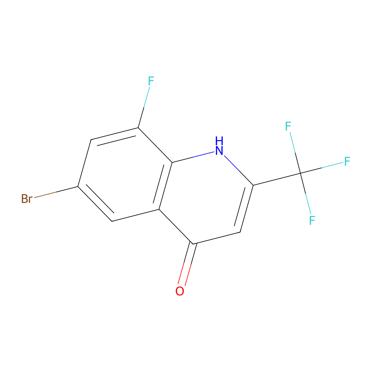 6-Bromo-8-fluoro-2-(trifluoromethyl)-1,4-dihydroquinolin-4-one molecular structure, CAS 1155601-12-9