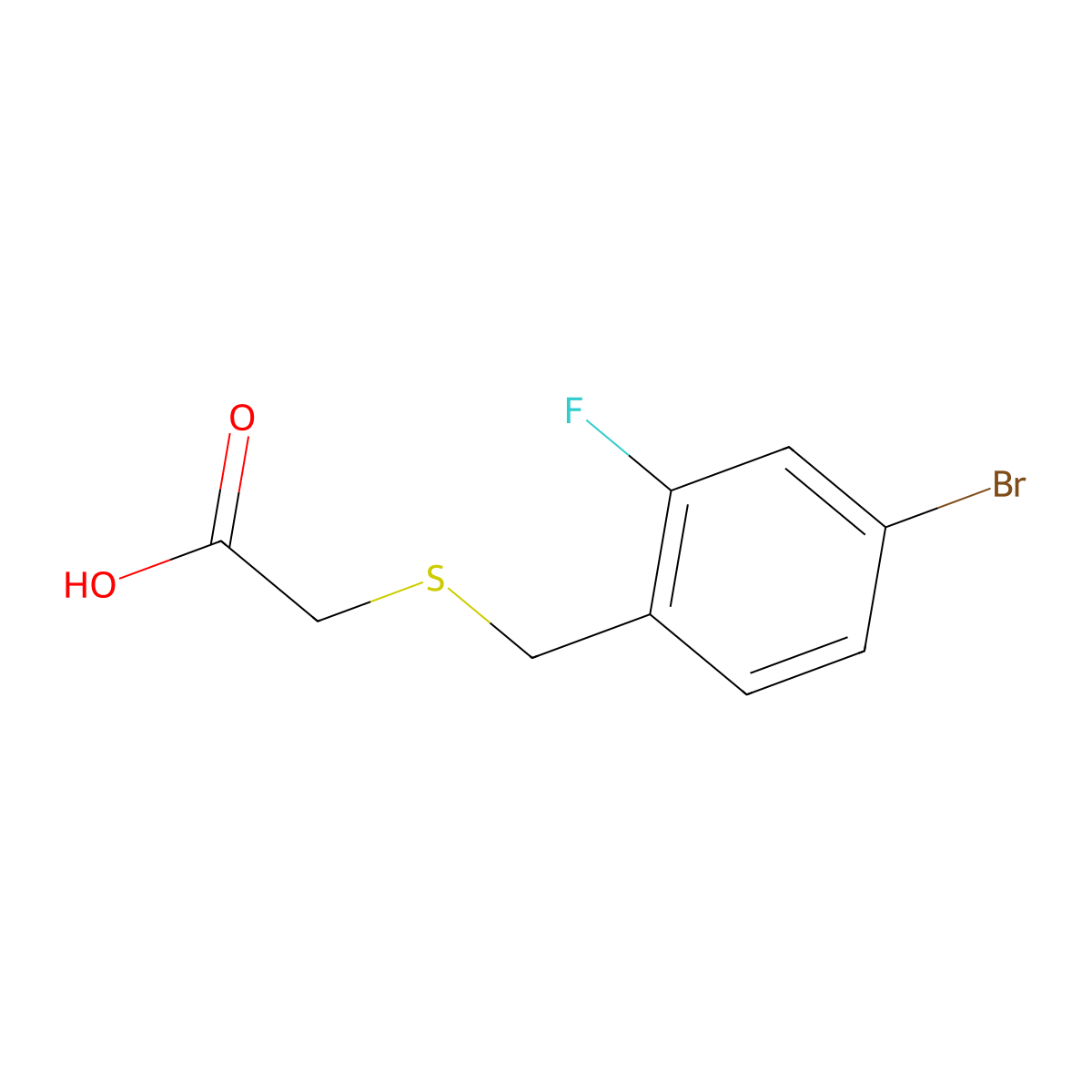 2-{[(4-Bromo-2-fluorophenyl)methyl]sulfanyl}acetic acid molecular structure, CAS 1155604-85-5