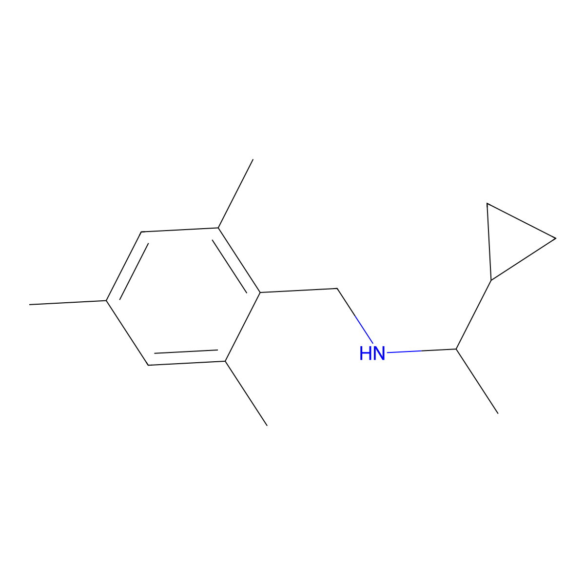 (1-Cyclopropylethyl)[(2,4,6-trimethylphenyl)methyl]amine molecular structure, CAS 1155606-85-1