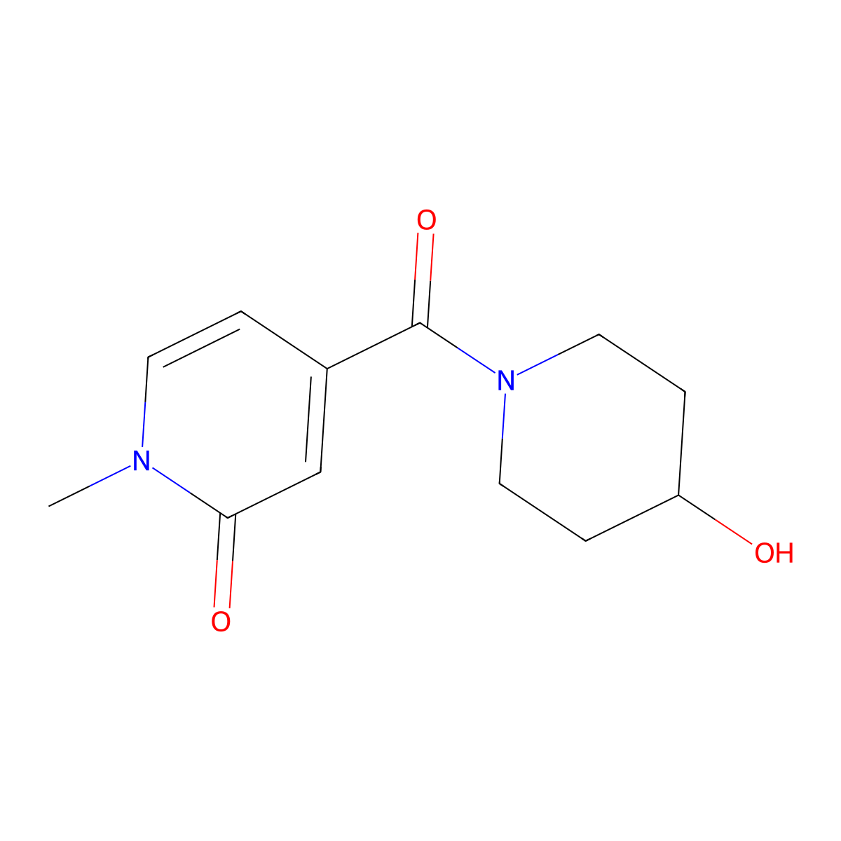 4-(4-Hydroxypiperidine-1-carbonyl)-1-methyl-1,2-dihydropyridin-2-one molecular structure, CAS 1155607-95-6