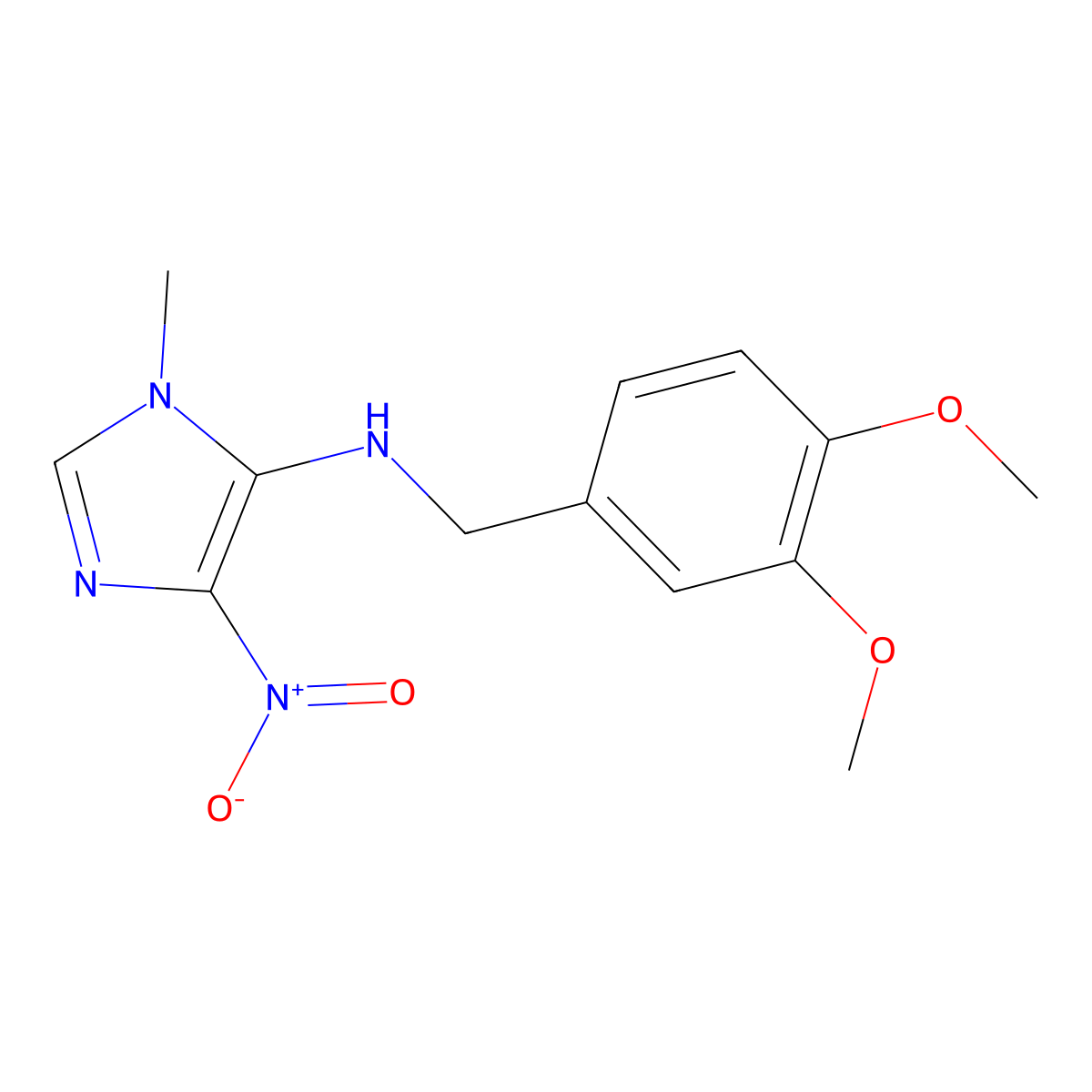 N-[(3,4-dimethoxyphenyl)methyl]-1-methyl-4-nitro-1H-imidazol-5-amine molecular structure, CAS 1155610-22-2