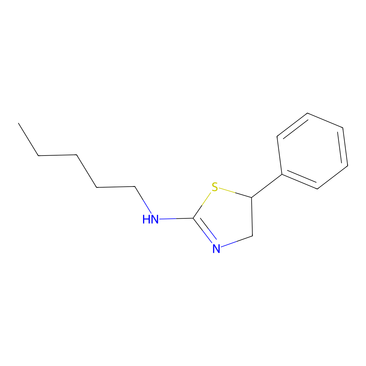 N-pentyl-5-phenyl-4,5-dihydro-1,3-thiazol-2-amine molecular structure, CAS 1155612-86-4