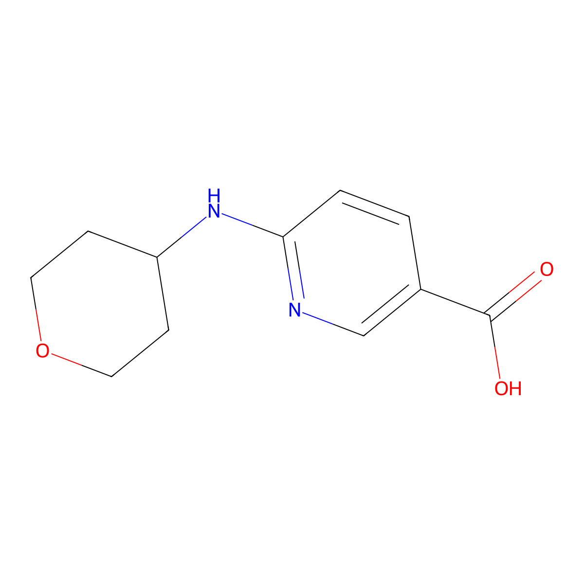 6-[(Oxan-4-yl)amino]pyridine-3-carboxylic acid molecular structure, CAS 1155631-53-0