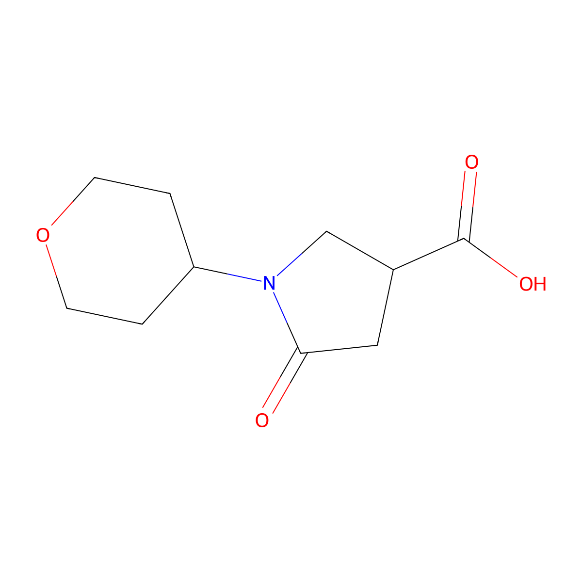 1-(Oxan-4-yl)-5-oxopyrrolidine-3-carboxylic acid molecular structure, CAS 1155632-03-3