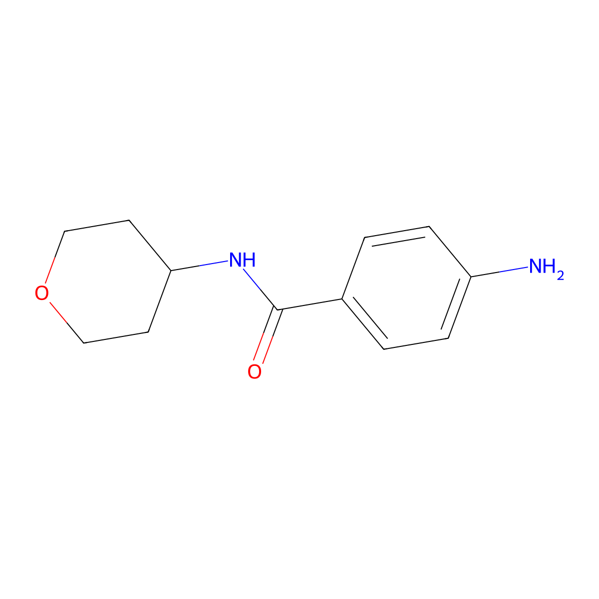 4-amino-N-(oxan-4-yl)benzamide molecular structure, CAS 1155632-18-0