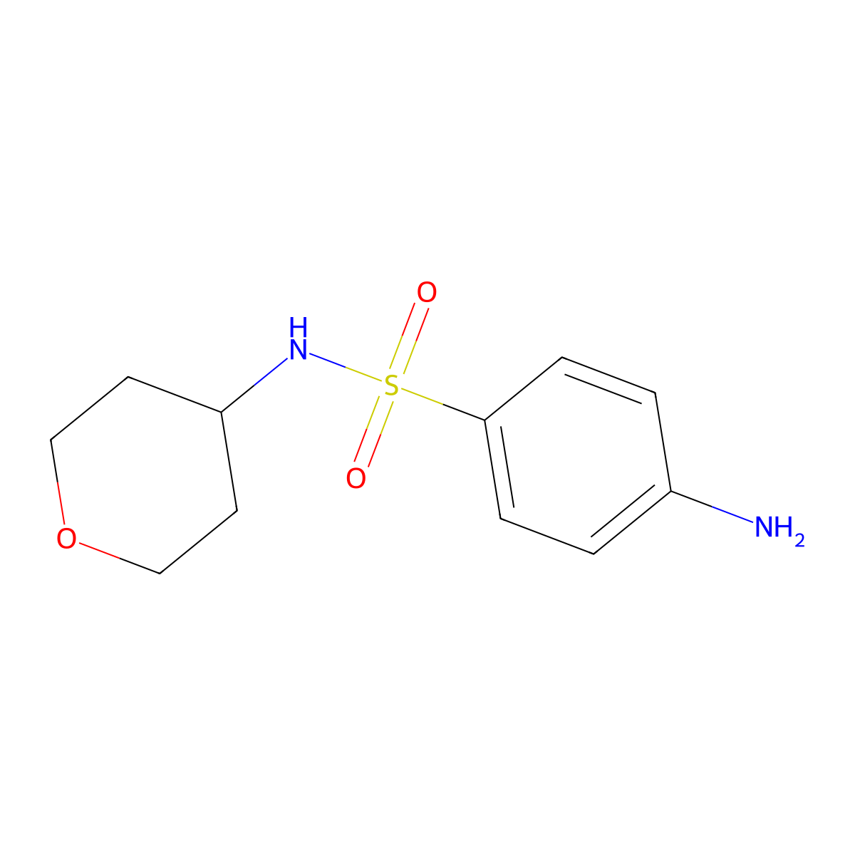 4-amino-N-(oxan-4-yl)benzene-1-sulfonamide molecular structure, CAS 1155633-23-0