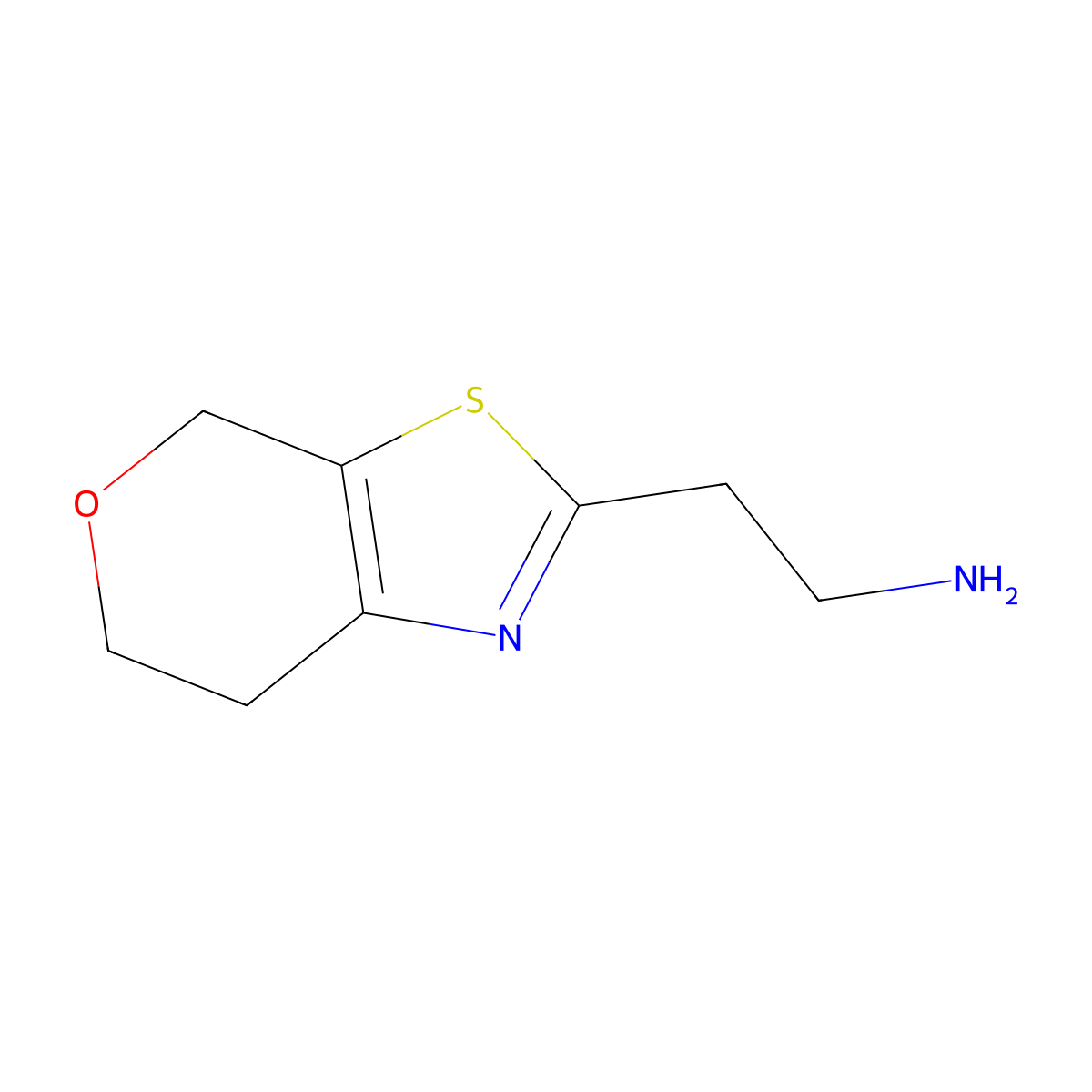 2-{4H,6H,7H-pyrano[4,3-d][1,3]thiazol-2-yl}ethan-1-amine molecular structure, CAS 1155636-60-4
