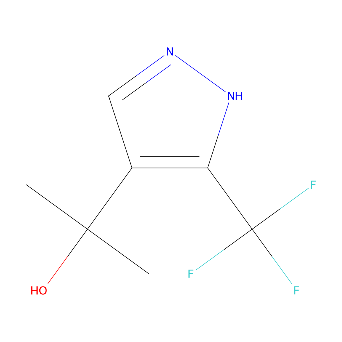 2-[3-(trifluoromethyl)-1H-pyrazol-4-yl]propan-2-ol molecular structure, CAS 1155659-25-8