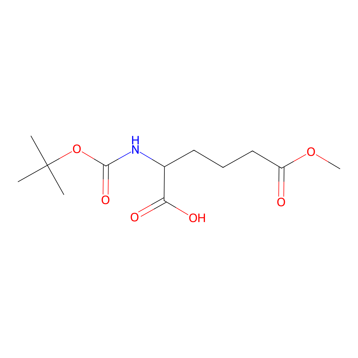 (2R)-2-{[(tert-butoxy)carbonyl]amino}-6-methoxy-6-oxohexanoic acid molecular structure, CAS 115573-12-1